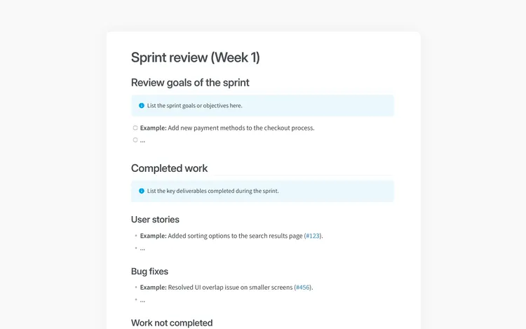 Sprint review template