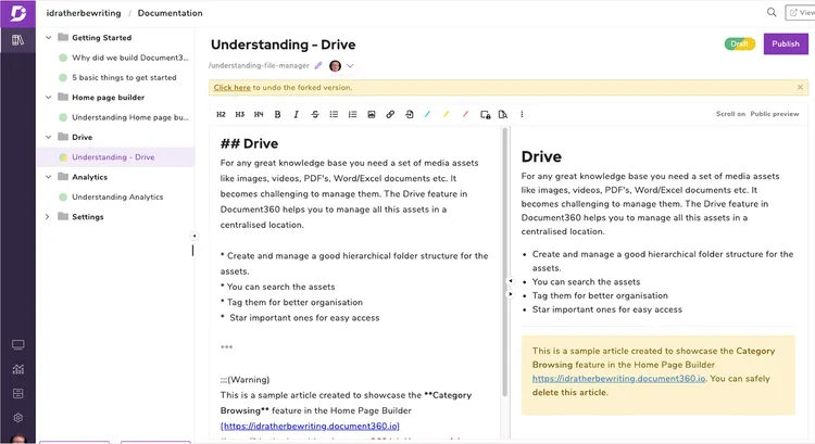 Wiki software Document360