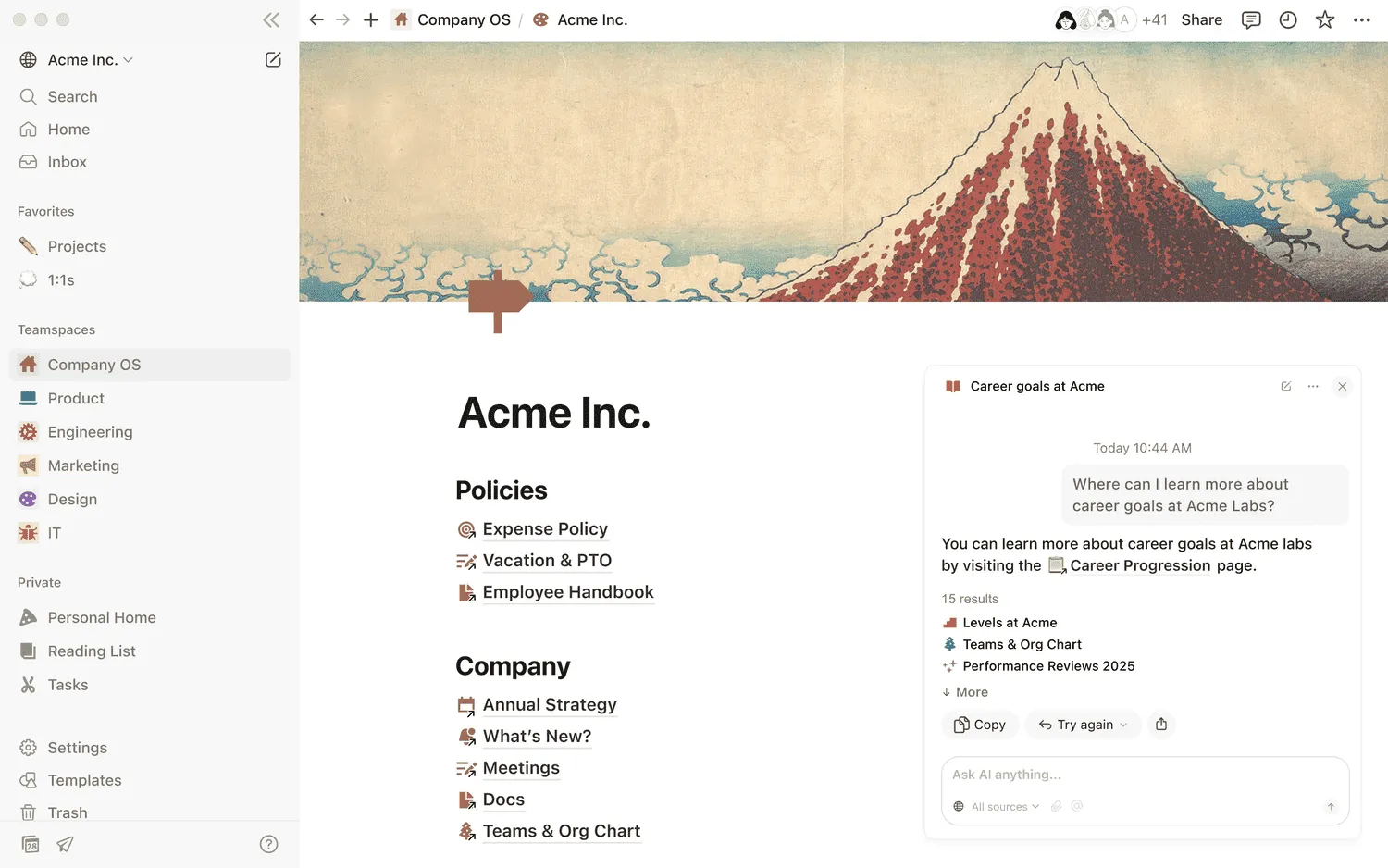 Company wiki built with Notion