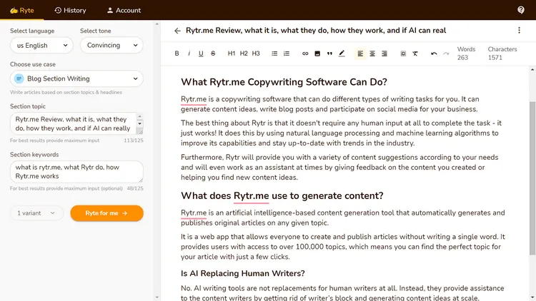 Notion AI alternative Rytr