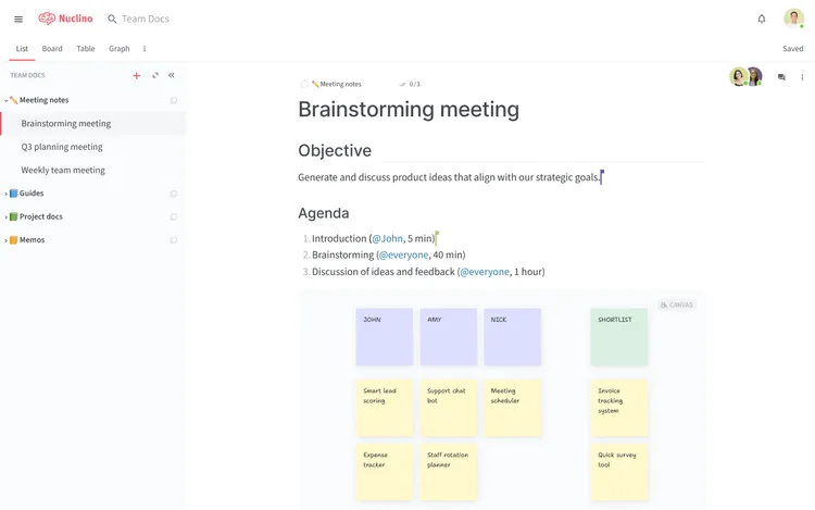 Basecamp vs Monday vs Nuclino list view