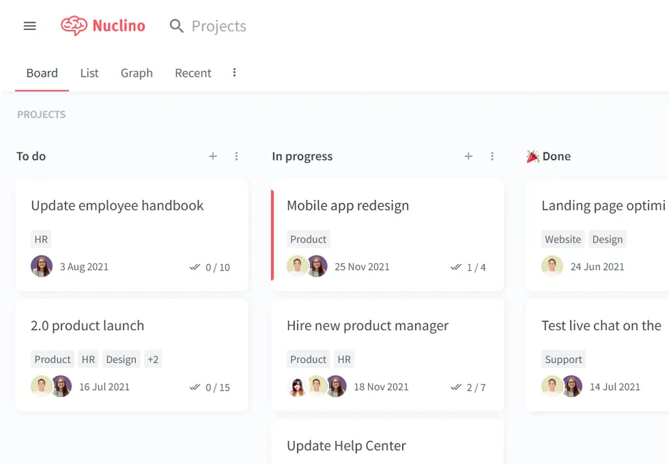 Project management in Nuclino