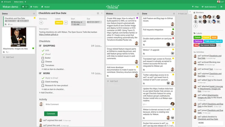 Project management tool WeKan