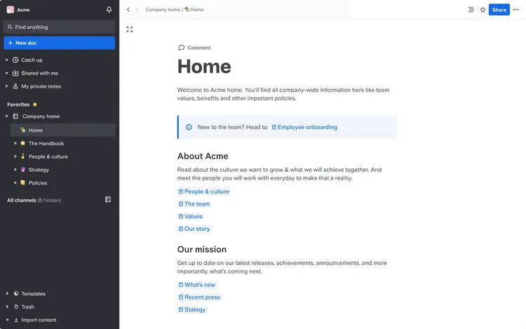 Wiki software tool Slite