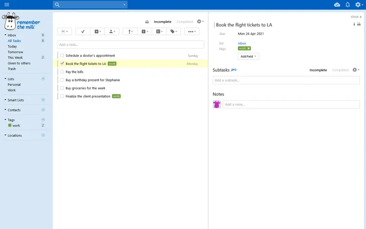 Task management software RTM