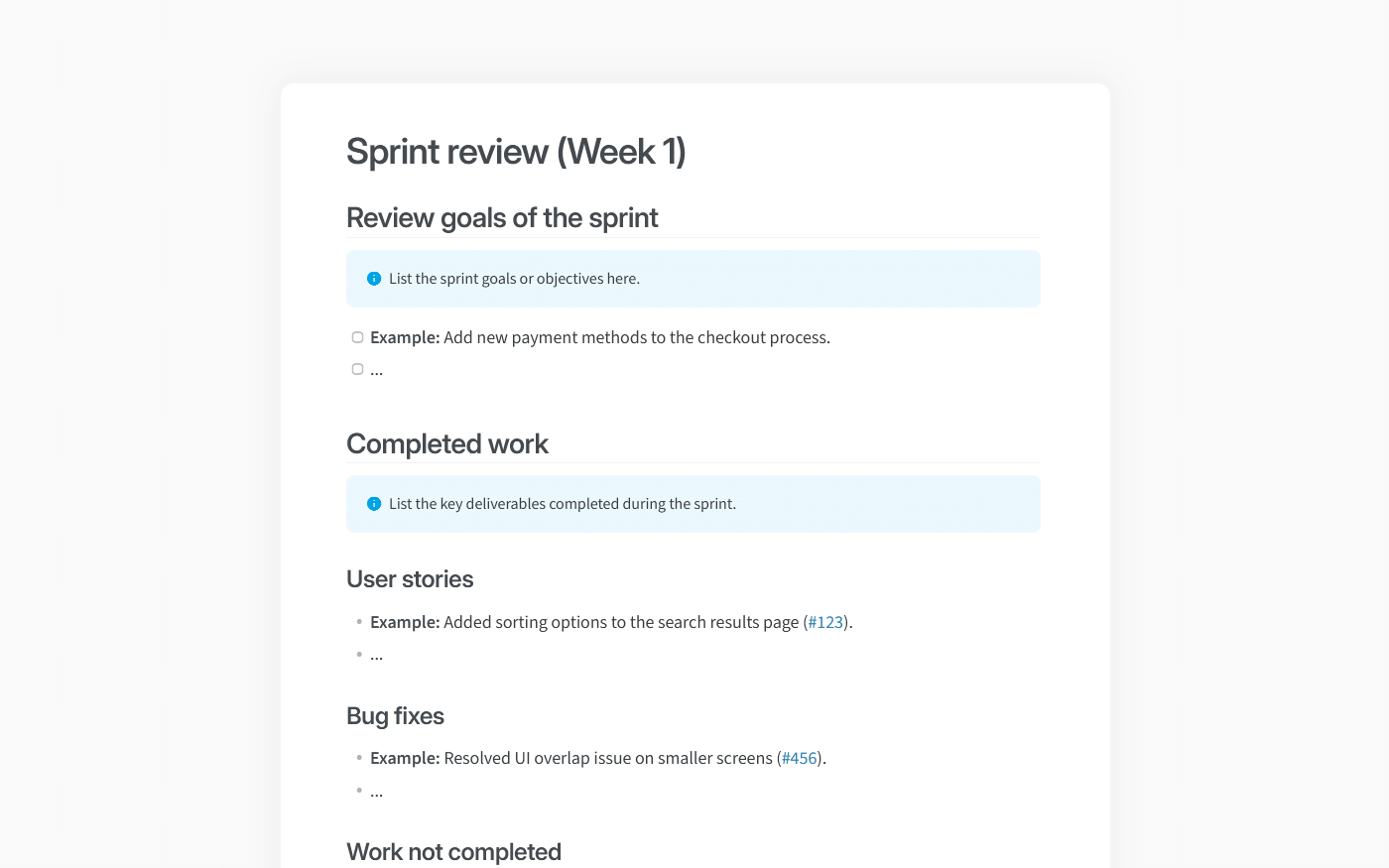 Sprint review template