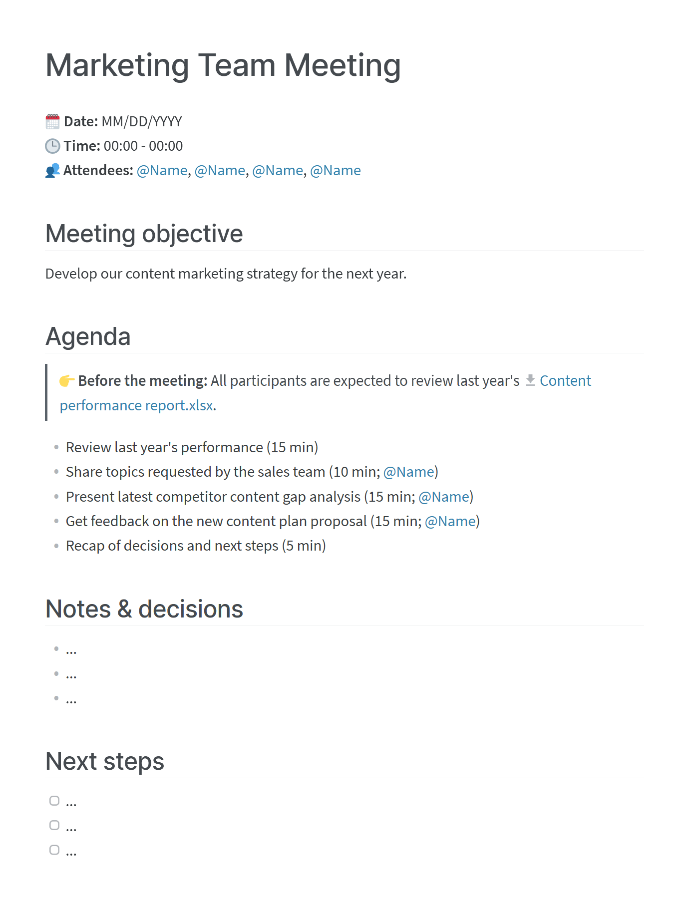 Simple Meeting Agenda Template