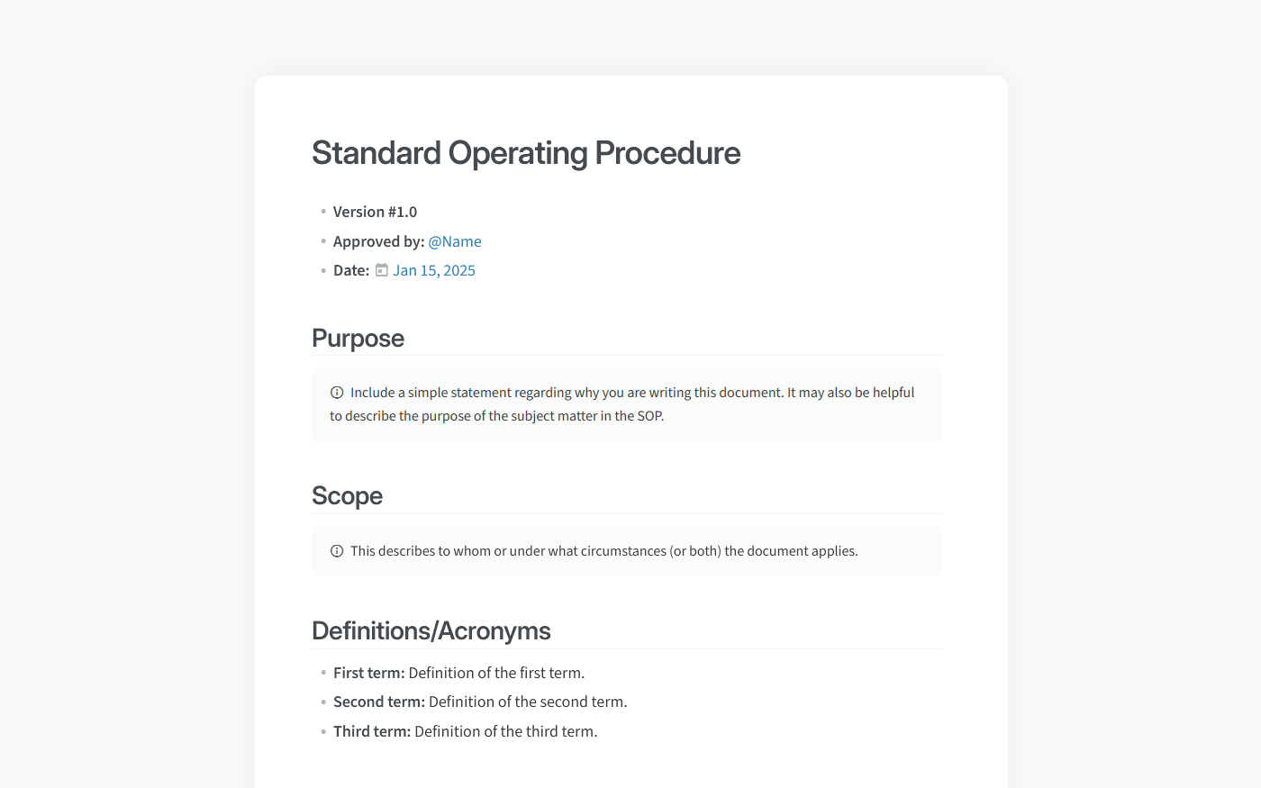 Process mapping template