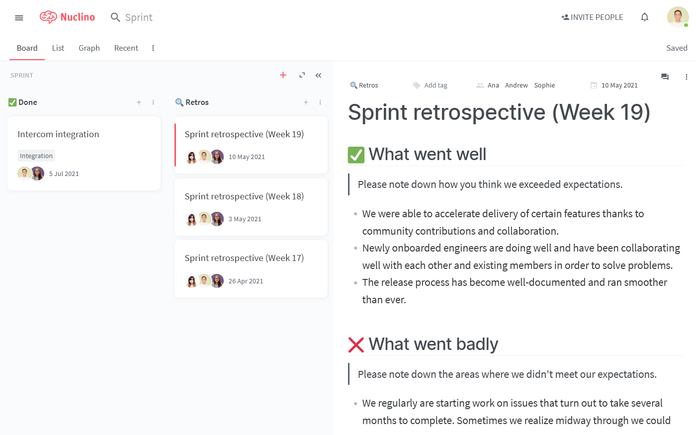 sprint retrospective examples