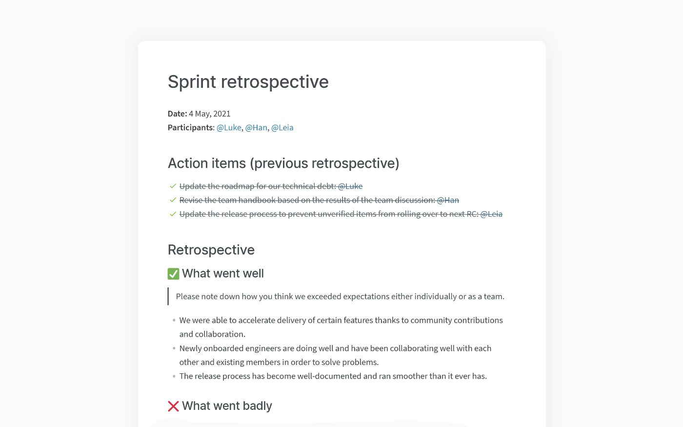 sprint retrospective template