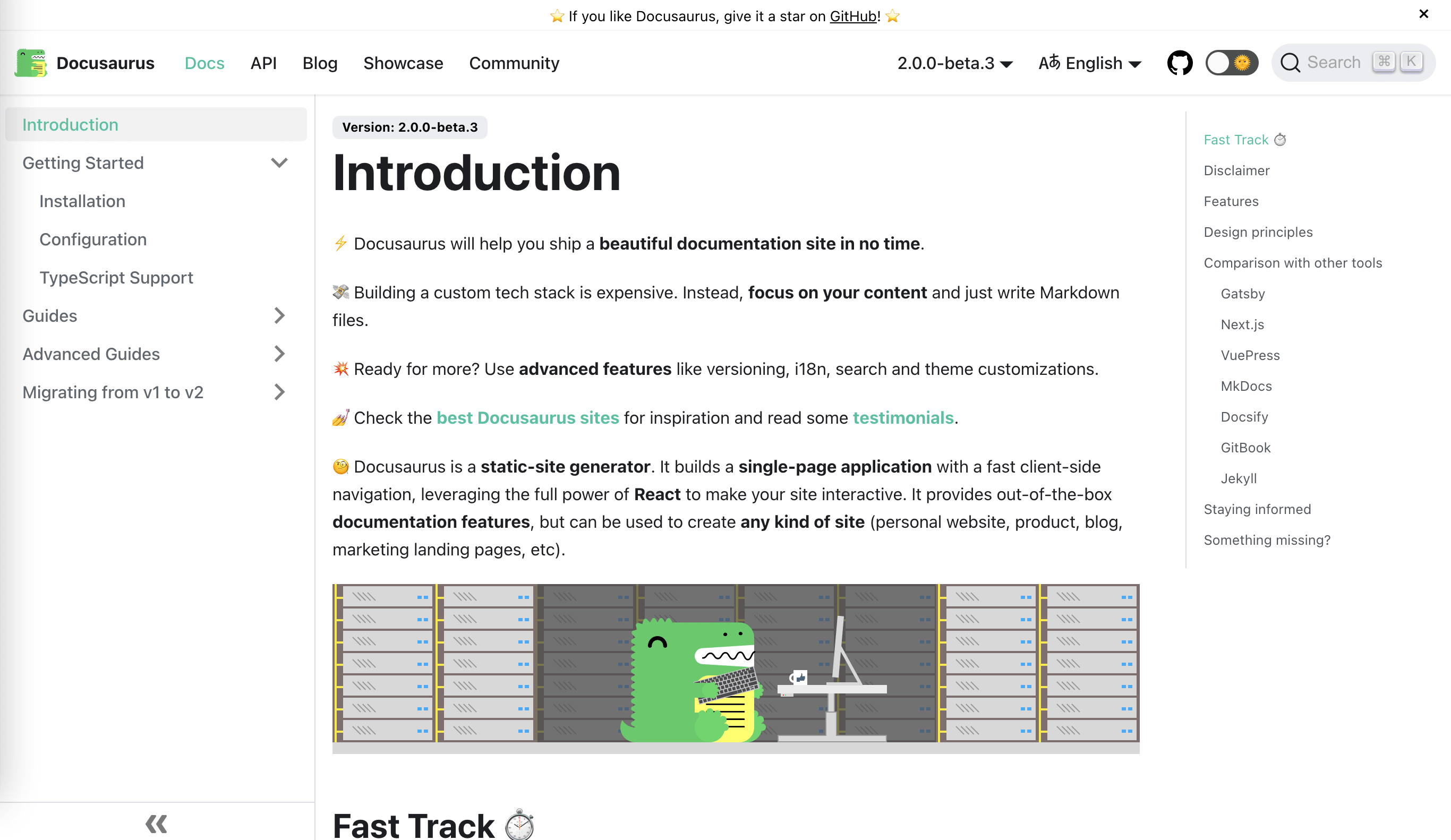 Free documentation platform Docusaurus