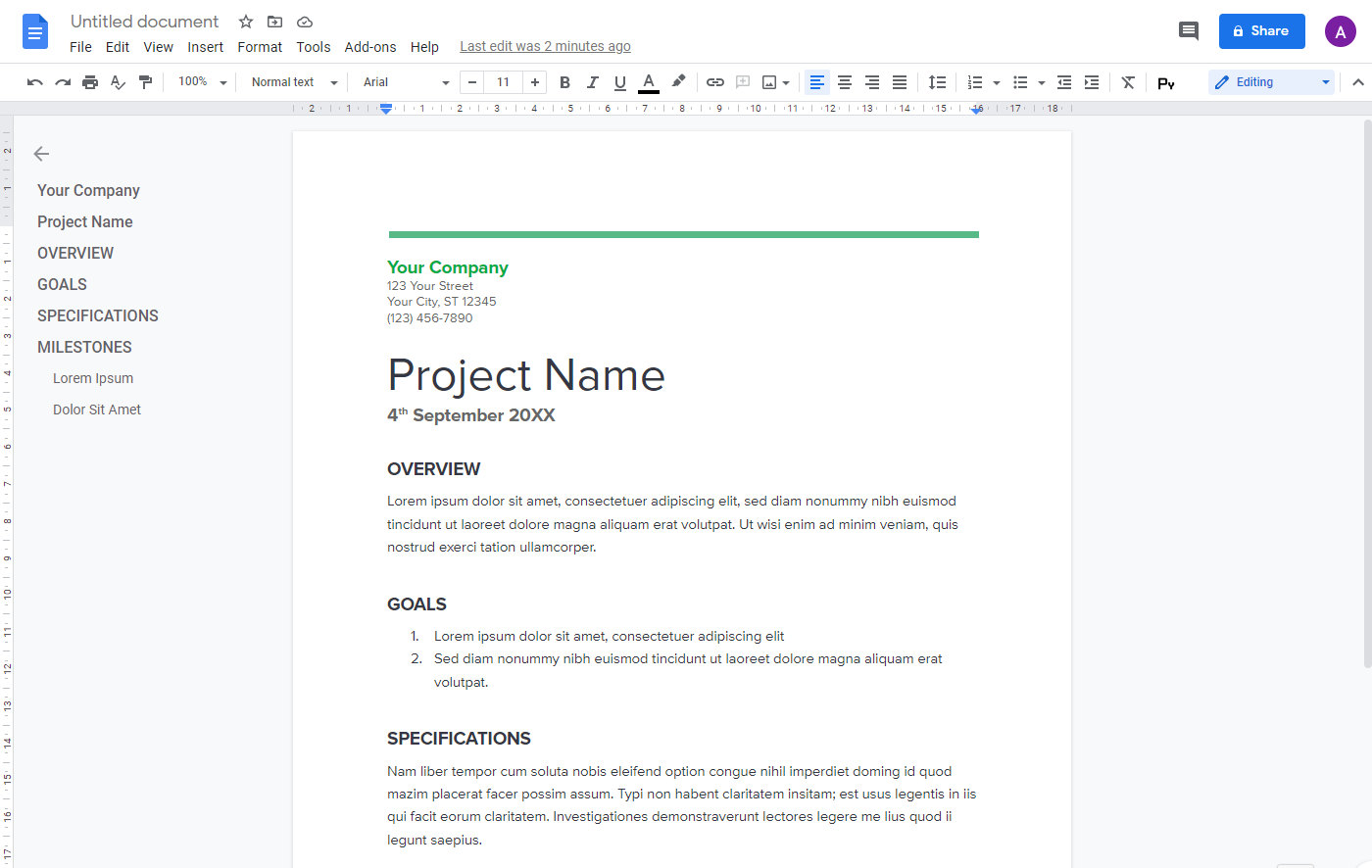 Free documentation tool Google Docs