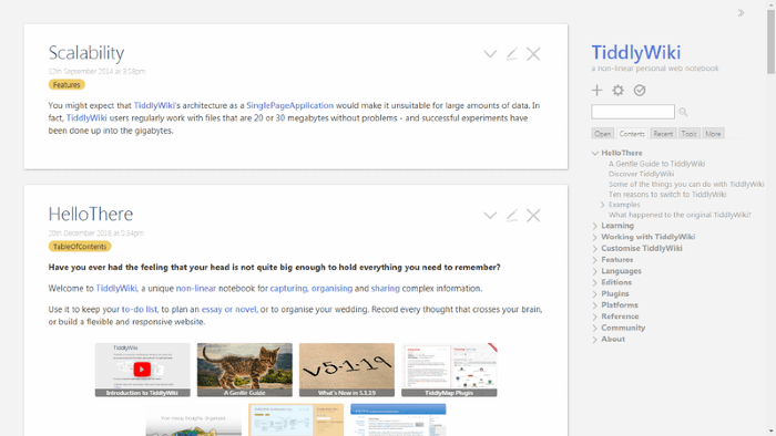 Free knowledge platform TiddlyWiki